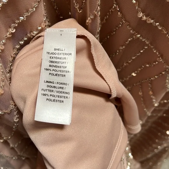 NWT Stunning Adrianna Papell Blush Beaded Dress - Picture 7 of 8